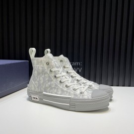 Dior Oblique Printed High Top Casual Shoes For Men And Women Gray