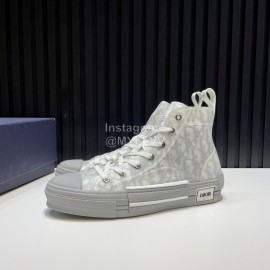 Dior Oblique Printed High Top Casual Shoes For Men And Women Gray