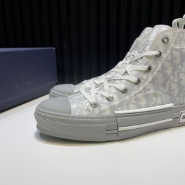 Dior Oblique Printed High Top Casual Shoes For Men And Women Gray