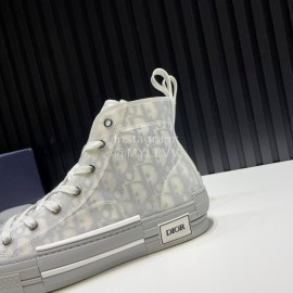 Dior Oblique Printed High Top Casual Shoes For Men And Women Gray
