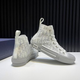 Dior Oblique Printed High Top Casual Shoes For Men And Women Gray