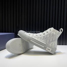 Dior Oblique Printed High Top Casual Shoes For Men And Women Gray