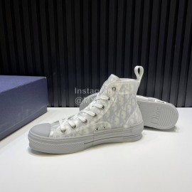 Dior Oblique Printed High Top Casual Shoes For Men And Women Gray
