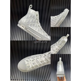 Dior Oblique Printed High Top Casual Shoes For Men And Women Gray