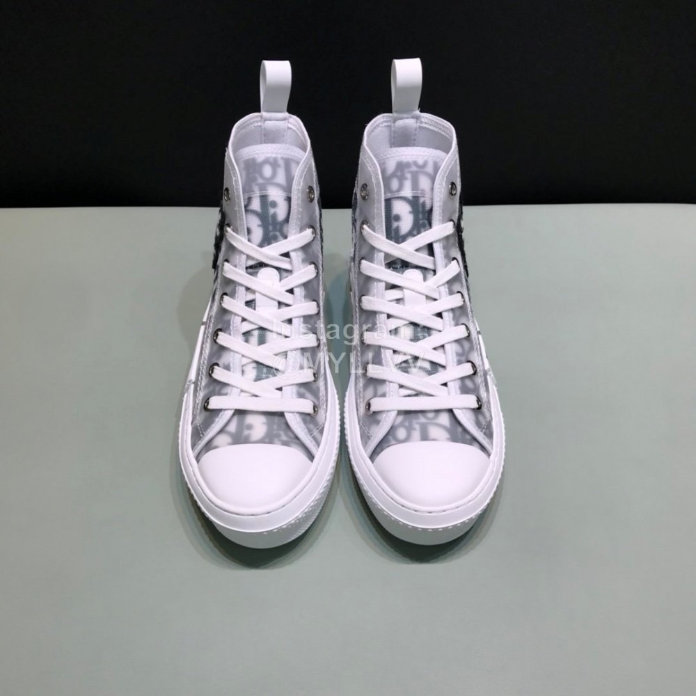 Dior Oblique Printed Little Bee Embroidery High Top Casual Shoes For Men And Women