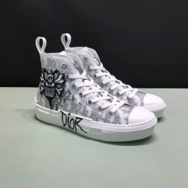 Dior Oblique Printed Little Bee Embroidery High Top Casual Shoes For Men And Women