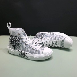 Dior Oblique Printed Little Bee Embroidery High Top Casual Shoes For Men And Women