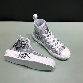 Dior Oblique Printed Little Bee Embroidery High Top Casual Shoes For Men And Women