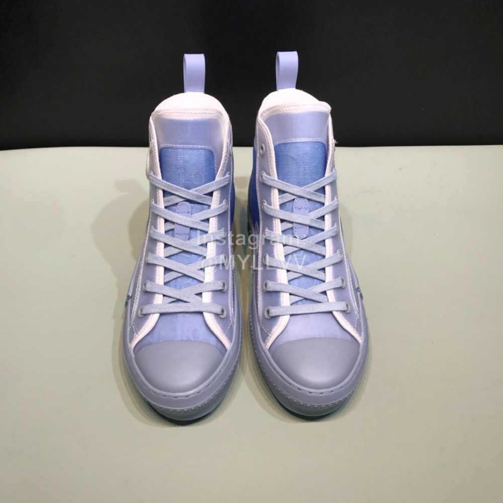 Dior Blue Oblique Printed Canvas High Top Casual Shoes For Men And Women