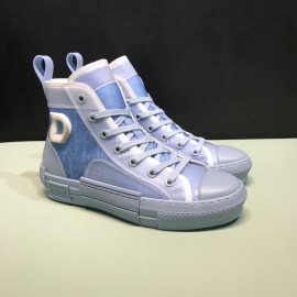 Dior Blue Oblique Printed Canvas High Top Casual Shoes For Men And Women