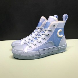 Dior Blue Oblique Printed Canvas High Top Casual Shoes For Men And Women