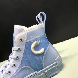 Dior Blue Oblique Printed Canvas High Top Casual Shoes For Men And Women