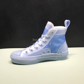 Dior Blue Oblique Printed Canvas High Top Casual Shoes For Men And Women