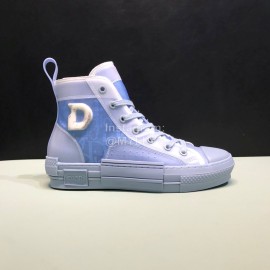 Dior Blue Oblique Printed Canvas High Top Casual Shoes For Men And Women