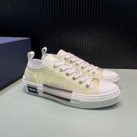 Dior Oblique Printed Transparent Mesh Fabric Casual Shoes For Men And Women Yellow