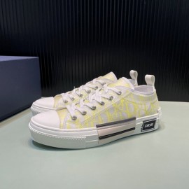 Dior Oblique Printed Transparent Mesh Fabric Casual Shoes For Men And Women Yellow