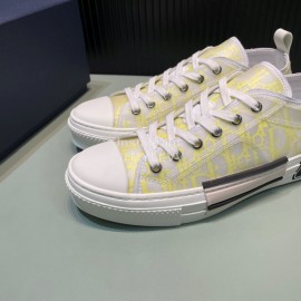 Dior Oblique Printed Transparent Mesh Fabric Casual Shoes For Men And Women Yellow