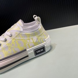 Dior Oblique Printed Transparent Mesh Fabric Casual Shoes For Men And Women Yellow