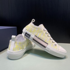 Dior Oblique Printed Transparent Mesh Fabric Casual Shoes For Men And Women Yellow