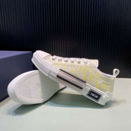 Dior Oblique Printed Transparent Mesh Fabric Casual Shoes For Men And Women Yellow