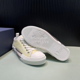 Dior Oblique Printed Transparent Mesh Fabric Casual Shoes For Men And Women Yellow