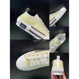 Dior Oblique Printed Transparent Mesh Fabric Casual Shoes For Men And Women Yellow