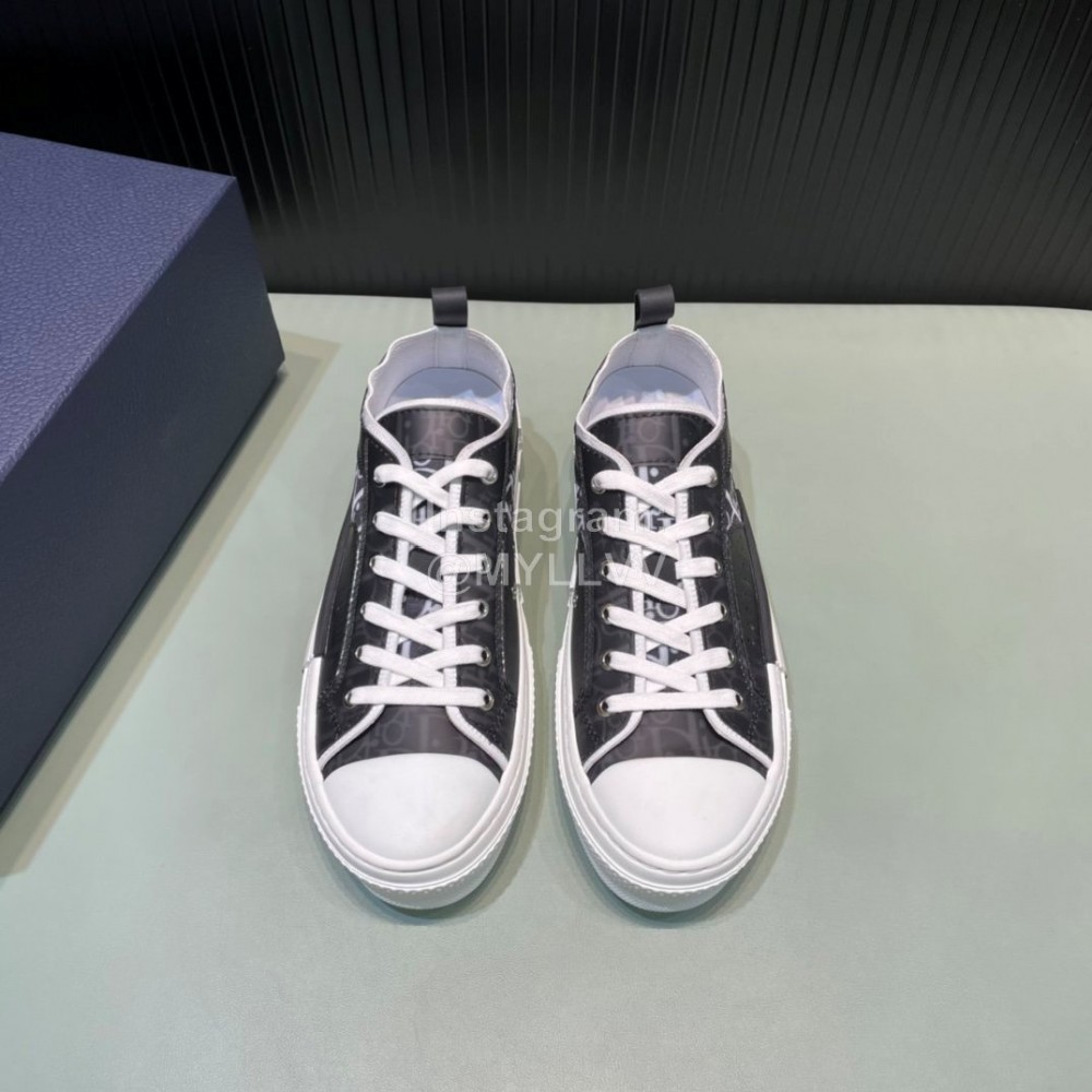 Dior Oblique Printed Transparent Mesh Fabric Casual Shoes For Men And Women Black