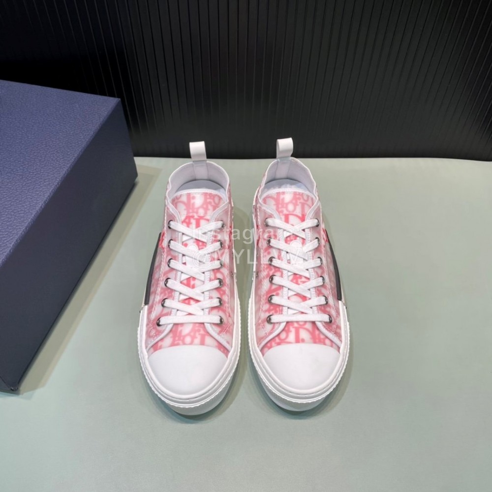 Dior Oblique Printed Transparent Mesh Fabric Casual Shoes For Men And Women Red