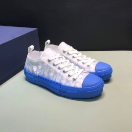 Dior Oblique Printed Transparent Mesh Fabric Blue Casual Shoes For Men And Women
