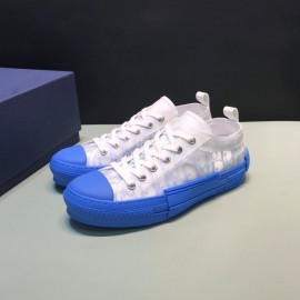 Dior Oblique Printed Transparent Mesh Fabric Blue Casual Shoes For Men And Women