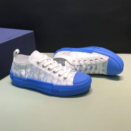 Dior Oblique Printed Transparent Mesh Fabric Blue Casual Shoes For Men And Women