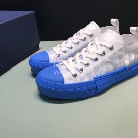 Dior Oblique Printed Transparent Mesh Fabric Blue Casual Shoes For Men And Women