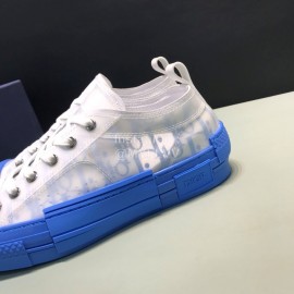 Dior Oblique Printed Transparent Mesh Fabric Blue Casual Shoes For Men And Women