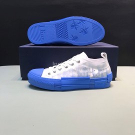 Dior Oblique Printed Transparent Mesh Fabric Blue Casual Shoes For Men And Women