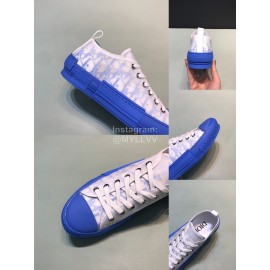 Dior Oblique Printed Transparent Mesh Fabric Blue Casual Shoes For Men And Women