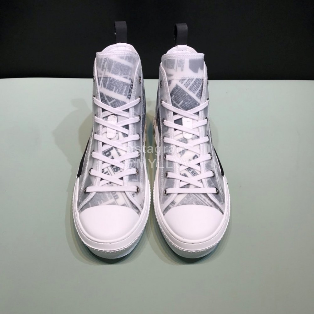 Dior Oblique Printed Transparent Mesh Fabric High Top Leisure Couple Shoes 