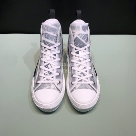 Dior Oblique Printed Transparent Mesh Fabric High Top Leisure Couple Shoes 