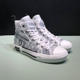Dior Oblique Printed Transparent Mesh Fabric High Top Leisure Couple Shoes 