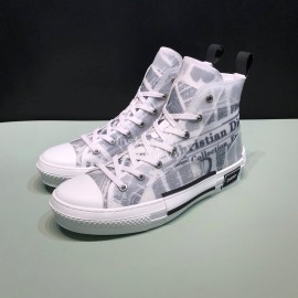 Dior Oblique Printed Transparent Mesh Fabric High Top Leisure Couple Shoes 