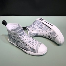 Dior Oblique Printed Transparent Mesh Fabric High Top Leisure Couple Shoes 