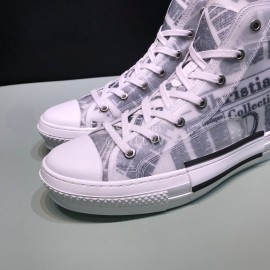 Dior Oblique Printed Transparent Mesh Fabric High Top Leisure Couple Shoes 
