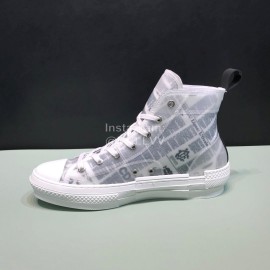 Dior Oblique Printed Transparent Mesh Fabric High Top Leisure Couple Shoes 