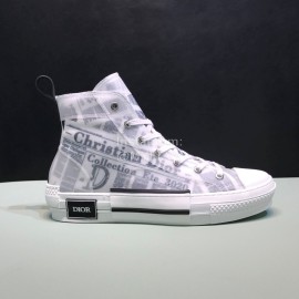 Dior Oblique Printed Transparent Mesh Fabric High Top Leisure Couple Shoes 