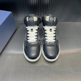 Dior Oblique Printed Calf Leather High Top Sneakers For Men And Women Black