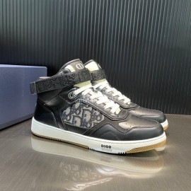 Dior Oblique Printed Calf Leather High Top Sneakers For Men And Women Black
