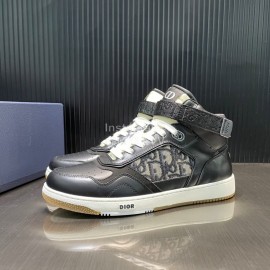 Dior Oblique Printed Calf Leather High Top Sneakers For Men And Women Black