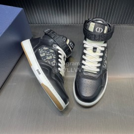 Dior Oblique Printed Calf Leather High Top Sneakers For Men And Women Black