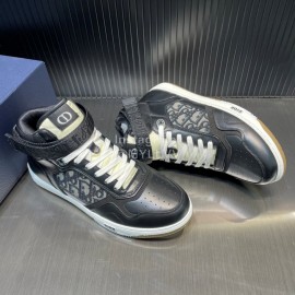 Dior Oblique Printed Calf Leather High Top Sneakers For Men And Women Black
