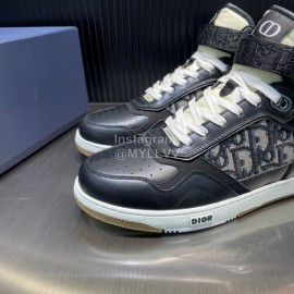 Dior Oblique Printed Calf Leather High Top Sneakers For Men And Women Black