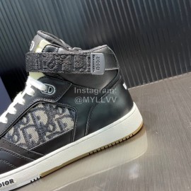 Dior Oblique Printed Calf Leather High Top Sneakers For Men And Women Black